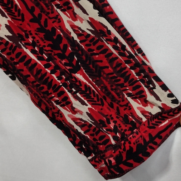 Fossil 100% Silk Artsy Shirt Dress Women's S Red Cottagecore Peasant Retro 90s - Picture 3 of 9